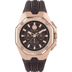Philipp Plein Hyper Ανδρικό Ρολόι Χρονογράφος με Καφέ Καουτσούκ Λουράκι PWTBA0223