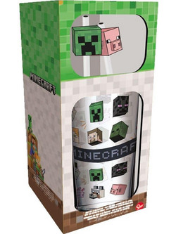 Stor Ποτήρι Γυάλινο με Καλαμάκι Minecraft Characters 485ml