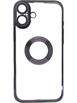 Forcell iPhone 16 Plus Glam Θήκη Με Πλαίσιο Σιλικόνης Διάφανη - Black