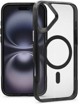 Forcell iPhone 16 Plus MagSafe Ergofit Θήκη Με Πλαίσιο Σιλικόνης Διάφανη - Black