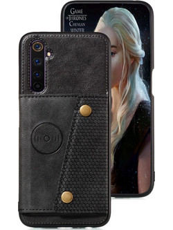 Forcell Realme 6 Pro Card Slots Magnetic Θήκη Σκληρή - Black