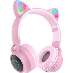 Hoco W27 Cat Ear Ασύρματα Bluetooth Παιδικά Ακουστικά On Ear Ροζ