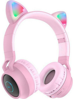 Hoco W27 Cat Ear Ασύρματα Bluetooth Παιδικά Ακουστικά On Ear Ροζ