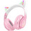 Hoco W42 Cat Micro Ενσύρματα & Ασύρματα Bluetooth Παιδικά Ακουστικά Over Ear Ροζ