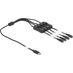 DELOCK καλώδιο USB Type-C σε 4x DC 5.5 x 2.1mm 86802, 1m, μαύρο