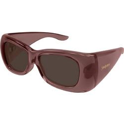 Saint Laurent SL901 016 Γυναικεία Γυαλιά Ηλίου Πολυγωνικά Κοκάλινα Μπορντό με Καφέ Φακό