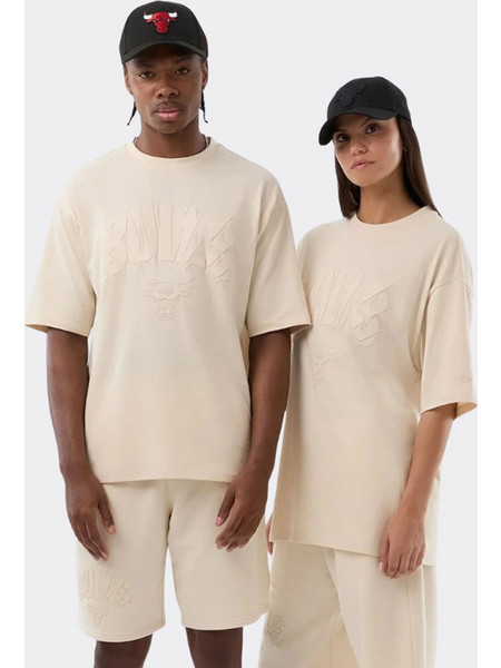 NEW ERA Chicago Bulls NBA Core Plus Light Beige Oversized T-Shirt σε Μπεζ Χρώμα