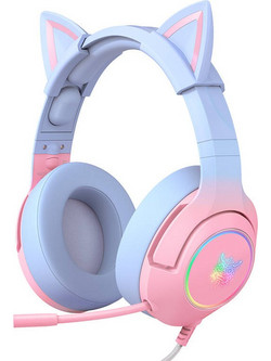 Onikuma K9 Cat Ears Gaming Headset Over Ear Blue Pink