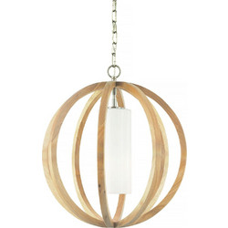 Feiss Allier Κρεμαστό Φωτιστικό Light Wood / Brushed Steel E1-FE-ALLIER-P-S-LW