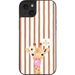 Sonique Stripe Stories Series Back Cover Brown (iPhone 15 Plus) με Σχέδιο «Καμηλοπάρδαλη με Τσιχλόφουσκα»