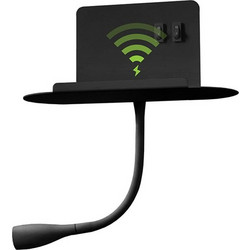 ΑΠΛΙΚΑ ΡΑΦΑΚΙ LED & USB & WIRELESS CHARGE 3W & 8W 3000k ΜΑΥΡΟ BEDSIDE