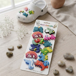 Διακοσμητικά Charms για Crocs με Σχέδια Δεινοσαυράκια 12τμχ