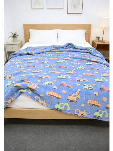 Κουβέρτα Fleece Παιδική Φωσφοριζέ Μονή Bulldozer Blue Dimcol (175x225) 1Τεμ
