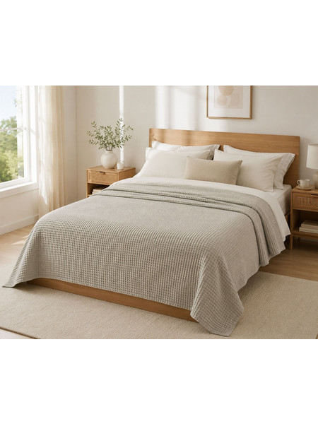 Κουβέρτα Πικέ Reactive Sanforized Cotton 100% Υπέρδιπλη 230x250 Light Grey