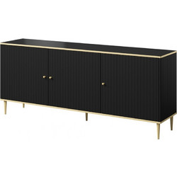 GLAMOUR chest 180x40x75.5 cm black matt + gold GLAMOUR KOM CZ