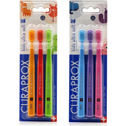 Curaprox 5500 Kids Ultra Soft Οδοντόβουρτσα Γαλάζια Μωβ Ροζ