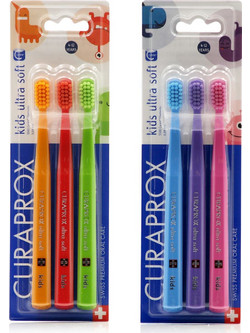 Curaprox 5500 Kids Ultra Soft Οδοντόβουρτσα Γαλάζια Μωβ Ροζ
