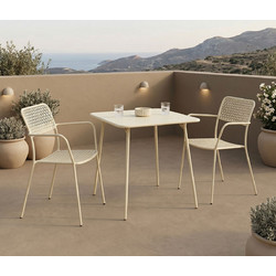 Τραπεζαρία Moraja Federal pakoworld σετ 3τεμ κρεμ μέταλλο 70x70x73εκ CREAM METAL