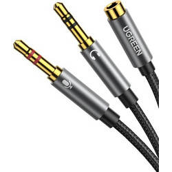 Καλώδιο Ήχου 2x3.5mm σε 3.5mm M/F UGREEN AV140 20899 0.2m Μαύρο (AV140/20899)