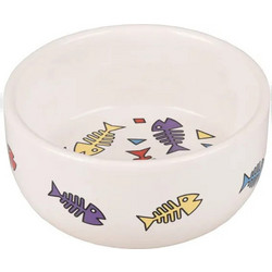 Feeding and drinking bowl Fisk Round White 11.5cm