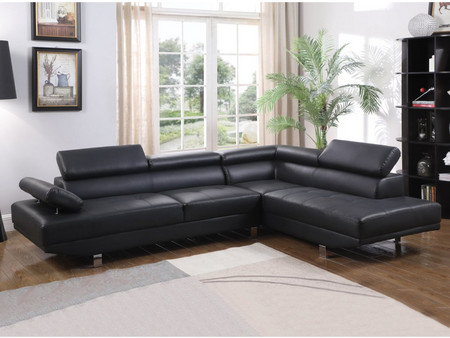 HomeMarkt Goro Γωνιακός Καναπές από Δερματίνη Δεξιά Γωνία Μαύρος 270x200x87cm HM3084.02R