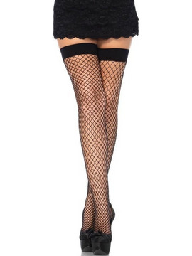 LEG AVENUE FISHNET THIGH HIGHS BLACK ONE SIZE
