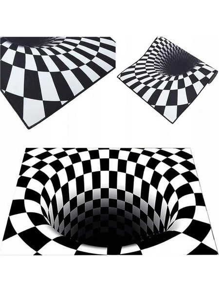 Πατάκι Εισόδου Χαλί με 3D Εφέ Οπτικής Απάτης White Hole 60x40 cm - Aria Trade