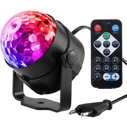 Ρυθμική λάμπα LED, με τηλεχειριστήριο, RGB, 3W, Ντίσκο μπάλα