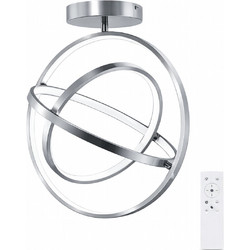 VenCore Orbital Silver 7741-20044 - Μοντέρνο Φωτιστικό Οροφής Πλαφονιέρα LED 45W Ασημί Αλουμίνιο με Ρυθμιζόμενο CCT Λευκό - Ημέρας - Θερμό & Χειριστήριο - Φ39 x Υ42cm