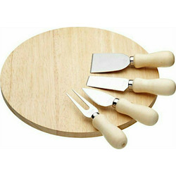 Kitchen Craft Πλατώ Σερβιρίσματος Τυριών Στρογγυλό Ξύλινο με Μαχαίρια & Πιρούνι Τυριού 25x25cm 5τμχΚωδικός: 35.00882