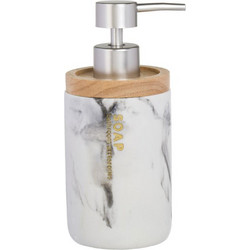 Ντισπένσερ Polyresin Λευκό Marble με Ξύλινες Λεπτομέρειες 280ml