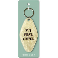 Ohh Deer But First, Coffee Keyring | Χιουμοριστικό Μπρελόκ Κλειδιών