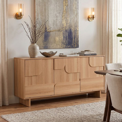 Μπουφές Jenfia pakoworld mdf σε φυσική απόχρωση 150x39x75,5εκ - PAKOWORLD