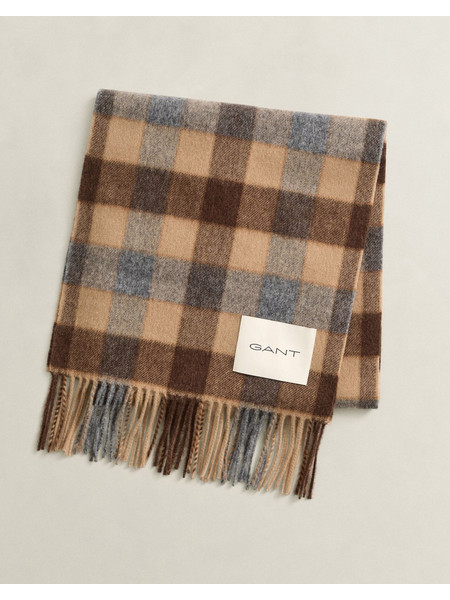 GANT Checked Wool Scarf - Warm Khaki
