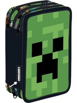 Minecraft Face Γεμάτη Τριώροφη Κασετίνα 44 Τεμαχίων 20x13,5x6,5 εκ