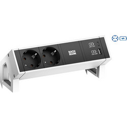 Bachmann DESK2 2xSchutzkontakt USB A&C USB Charger 22W 0,2m GST18 λευκό