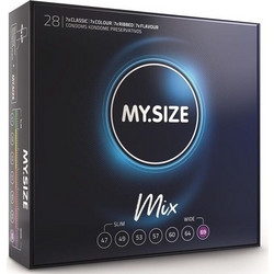 My.Size Mix 69mm Προφυλακτικά Λεπτά με Ραβδώσεις Γεύσεις & Λιπαντικό 28τμχ