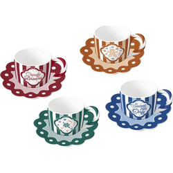 Bialetti Candyland Σετ 4 τεμ. φλιτζάνια με πιατάκια 80 ml μπλε