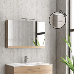 Karag Ice Oak 8902 New Collection Ορθογώνιος Καθρέπτης Μπάνιου με Ντουλάπι & Υποδοχή Λαμπτήρα Ξύλινος Δρυς 90x13x60cm NMI908902