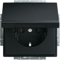 20 EUK-885 Socket insert Protective Contact (SCHUKO) with Hinged Lid black matt - 63x63