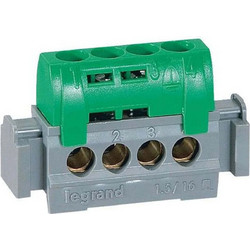 IP 2X terminal block - earth (green) - 4 x 1.5 to 16 - L. 47 mm