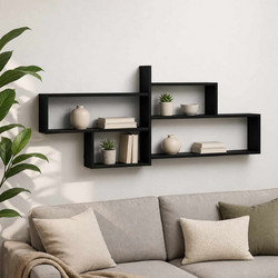 Ράφι Τοίχου Μαύρη Δρυς 168.5 x 17 x 68 cm Επεξεργασμένο Ξύλο 8015049