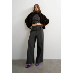 Topshop Tascha Ψηλόμεσο Wide Leg Γυναικείο Παντελόνι Καφέ 31001378