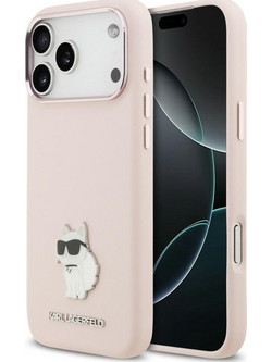 Karl Lagerfeld Silicone Choupette Metal Pin Θήκη Pink (iPhone 18 Pro Max / 17 Pro Max)