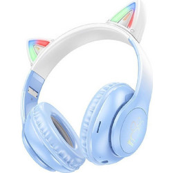 Hoco W42 Cat Micro Ενσύρματα & Ασύρματα Bluetooth Παιδικά Ακουστικά Over Ear Γαλάζια