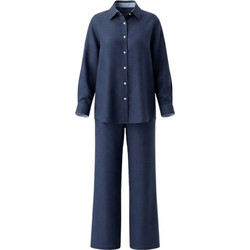 ZIA Σετ loungewear με πουκάμισο και παντελόνα ΜΠΛΕ