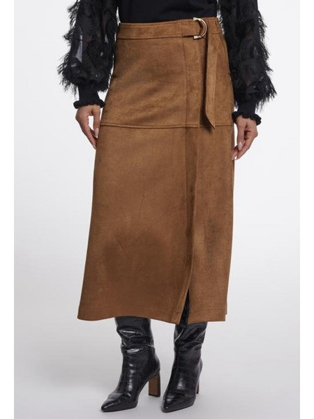 Faux suede skirt with belt | CINAMON