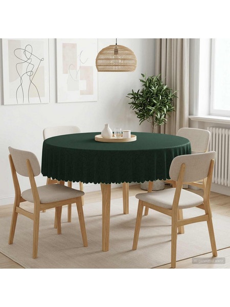vidaXL Ύφασμα Τραπέζης Σκούρο Πράσινο Διάμ. 180 cm Γύρος