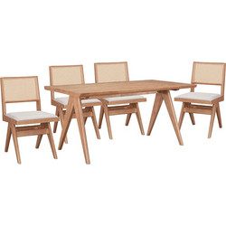 Τραπεζαρία Winslow pakoworld σετ 5τεμ ξύλο rubberwood ανοιχτό καρυδί 160x85x75εκ