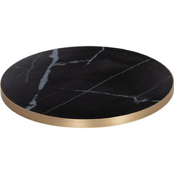ΕΠΙΦΑΝΕΙΑ ΤΡΑΠΕΖΙΟΥ SINTERED STONE HM6653.13 BLACK MARBLE-ΠΛΑΙΣΙΟ ALU ΧΡΥΣΟ Φ70εκ